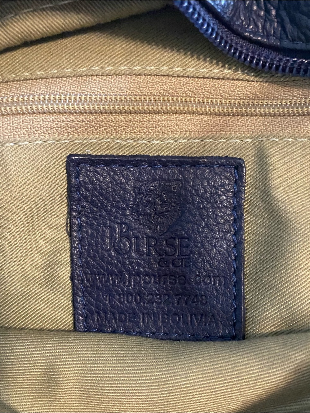 JP Ourse & Cie Navy Blue Pebbled Leather Backpack - Picture 6 of 9